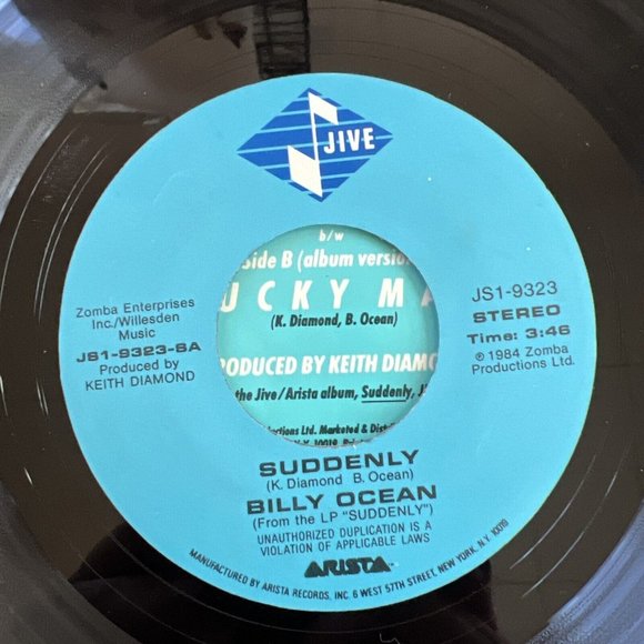 BILLY OCEAN Suddenly & Lucky Man 7” 45rpm 1984 Arista Vinyl - Picture 4 of 6